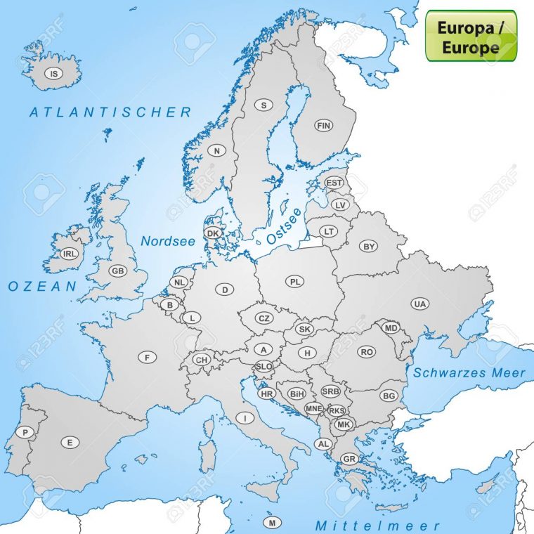 Carte De L'europe Avec Les Abréviations Des Pays à Carte De L Europe Avec Pays