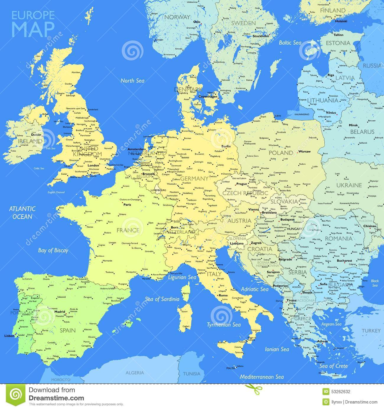 Carte De L&amp;#039;europe De Couleur Illustration De Vecteur encequiconcerne Carte De L Europe Détaillée 