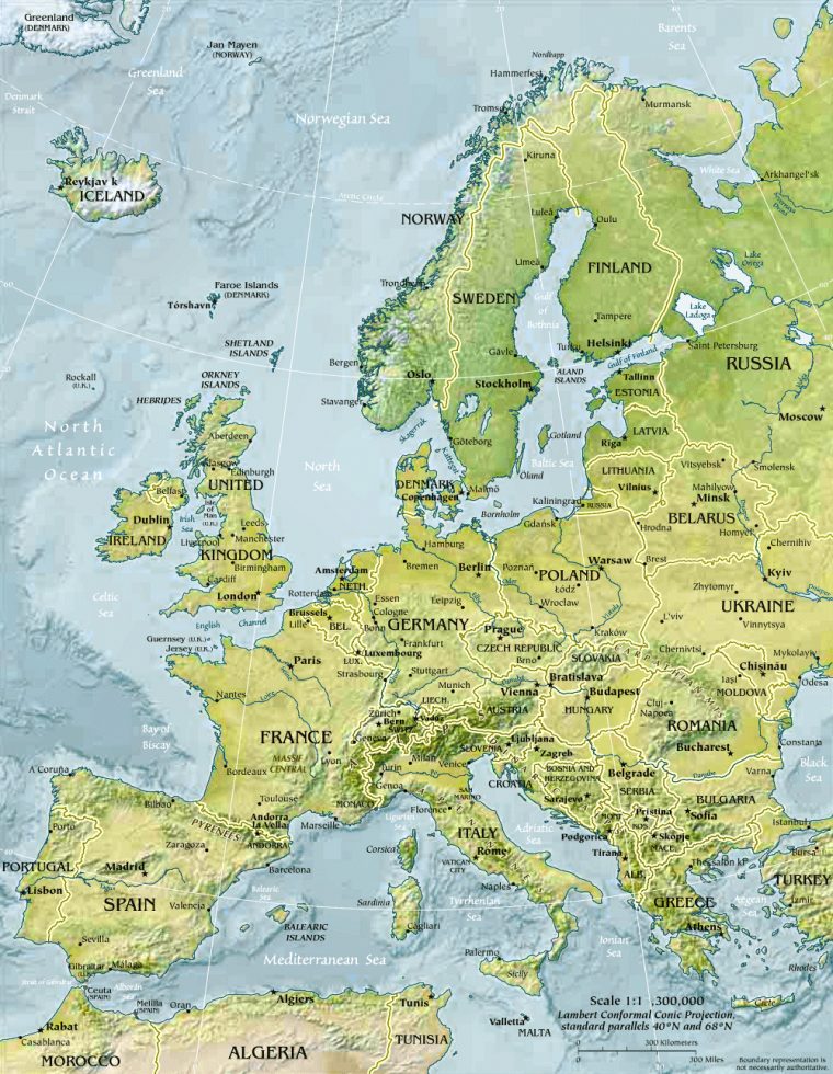 Carte De L'europe (Géographie Physique). dedans Carte Géographique Europe