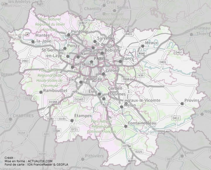 Carte De L'île-De-France – Île-De-France Carte Des Villes destiné Carte De France Avec Les Villes