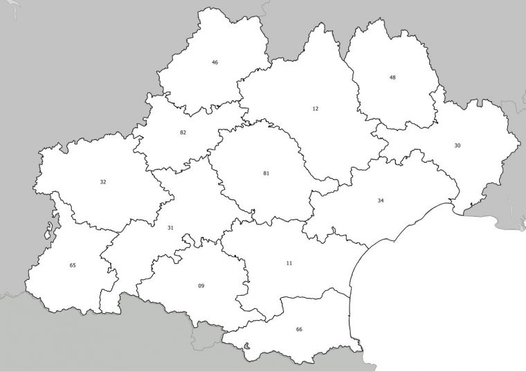 Carte De L'occitanie – Occitanie Carte Des Villes à Carte Des Régions Vierge