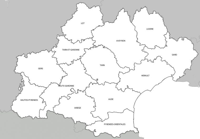 Carte De L'occitanie – Occitanie Carte Des Villes destiné Carte Vierge Des Régions De France