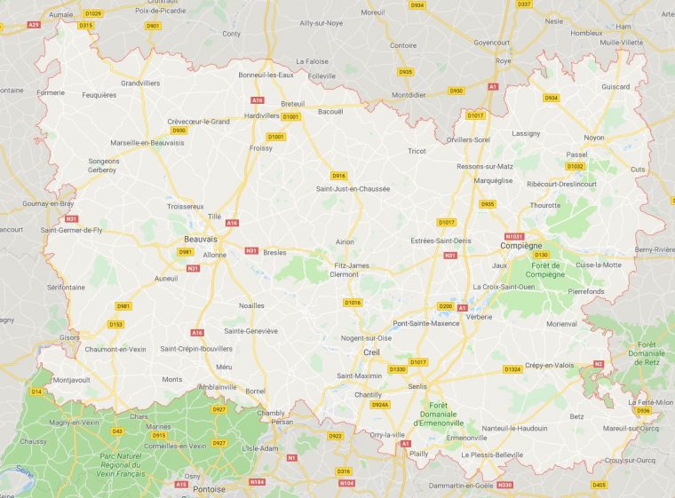 Carte De L'oise – Oise Carte Du Département 60 – Villes tout Carte Avec Departement