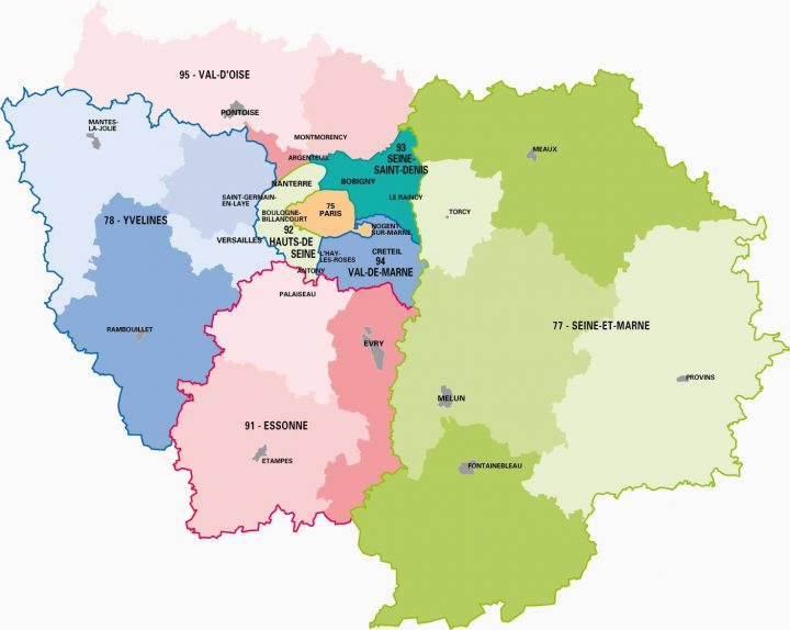 Carte De Paris Et Ile De France – Voyages – Cartes destiné Plan De La France Par Departement