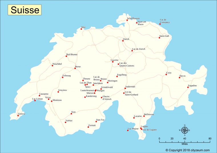 Carte De Suisse Plan Des 146 Lieux À Voir avec Carte De France Detaillée Gratuite