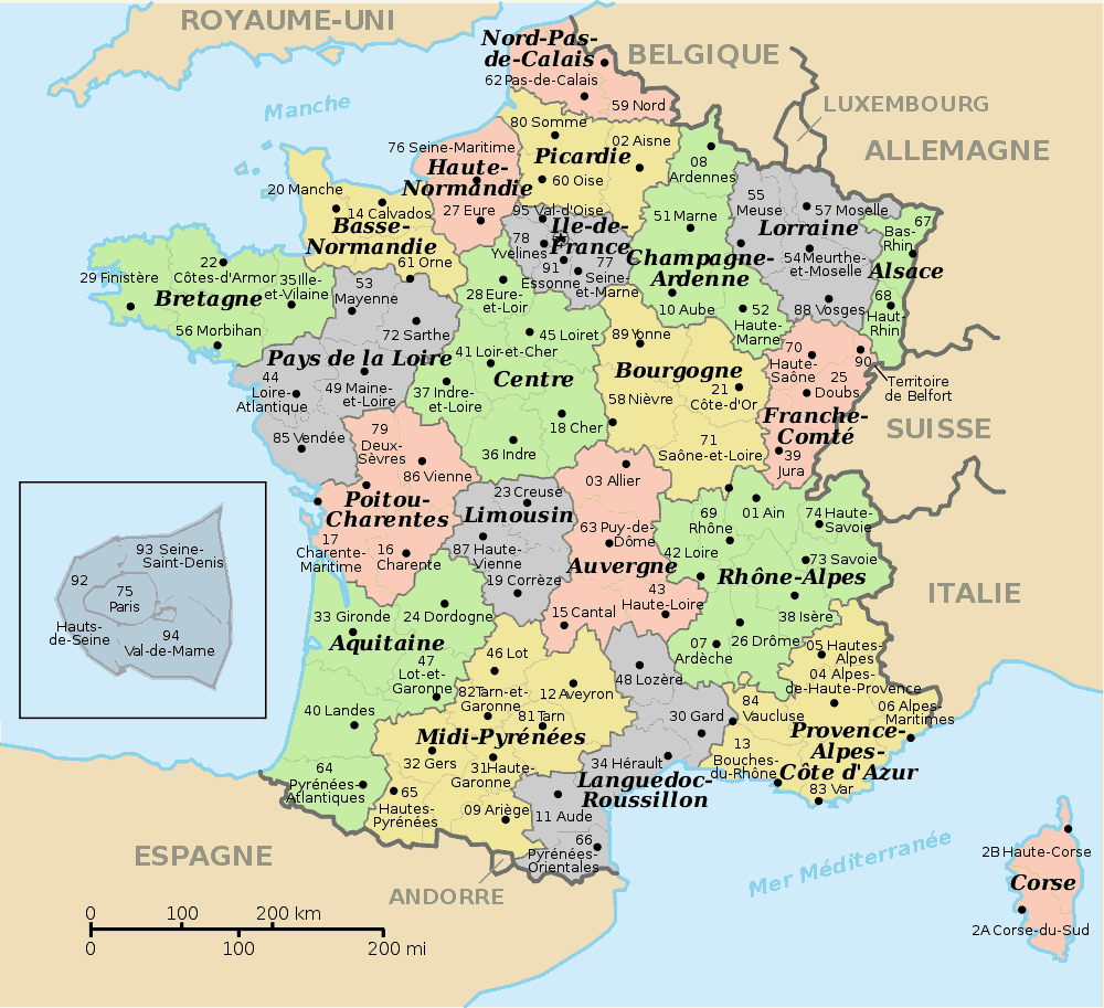 Carte-Departements-Et-Regions-De-France | Gilles-Sinquin pour Carte De France Et Departement