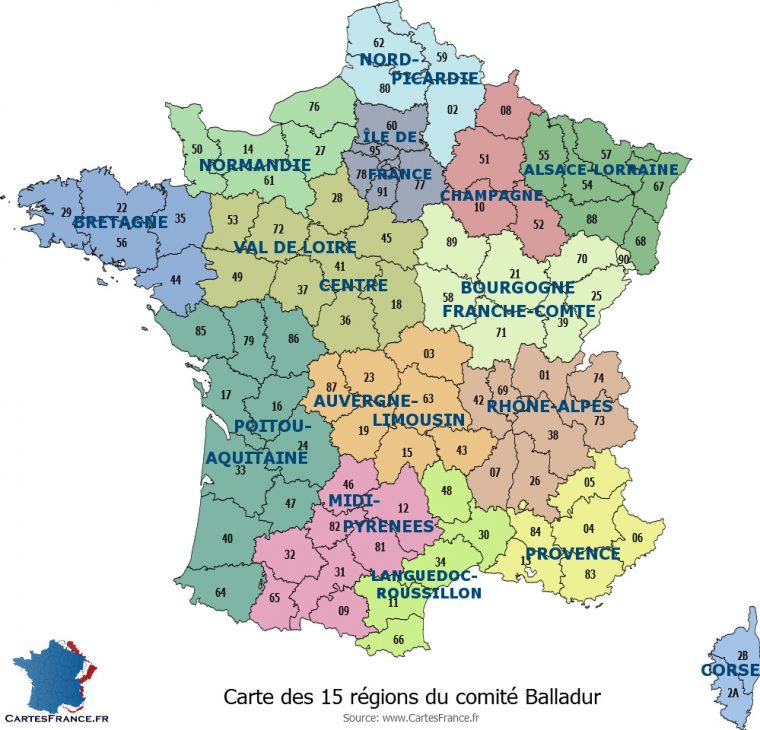 Carte Des 13 Nouvelles Régions à Plan De France Avec Departement