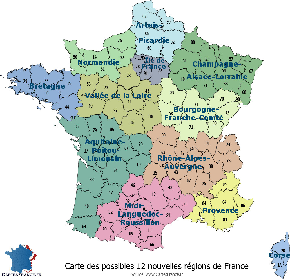 Carte Des 13 Nouvelles Régions pour Carte De Region De France