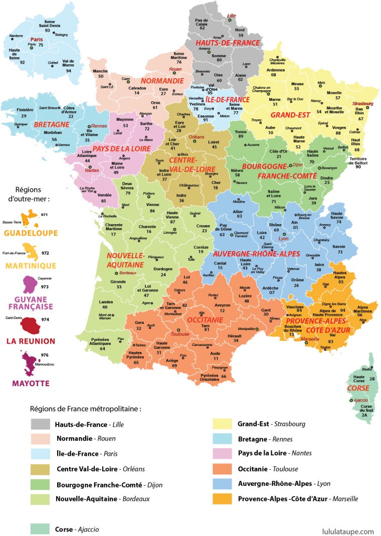 Carte Des 13 Régions De France À Imprimer, Départements à Carte De France Avec Département À Imprimer