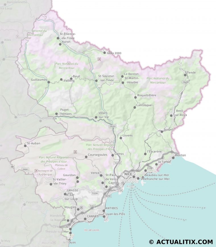 Carte Des Alpes-Maritimes – Cartes Et Plans Du Département intérieur Carte De France Avec Départements Et Préfectures