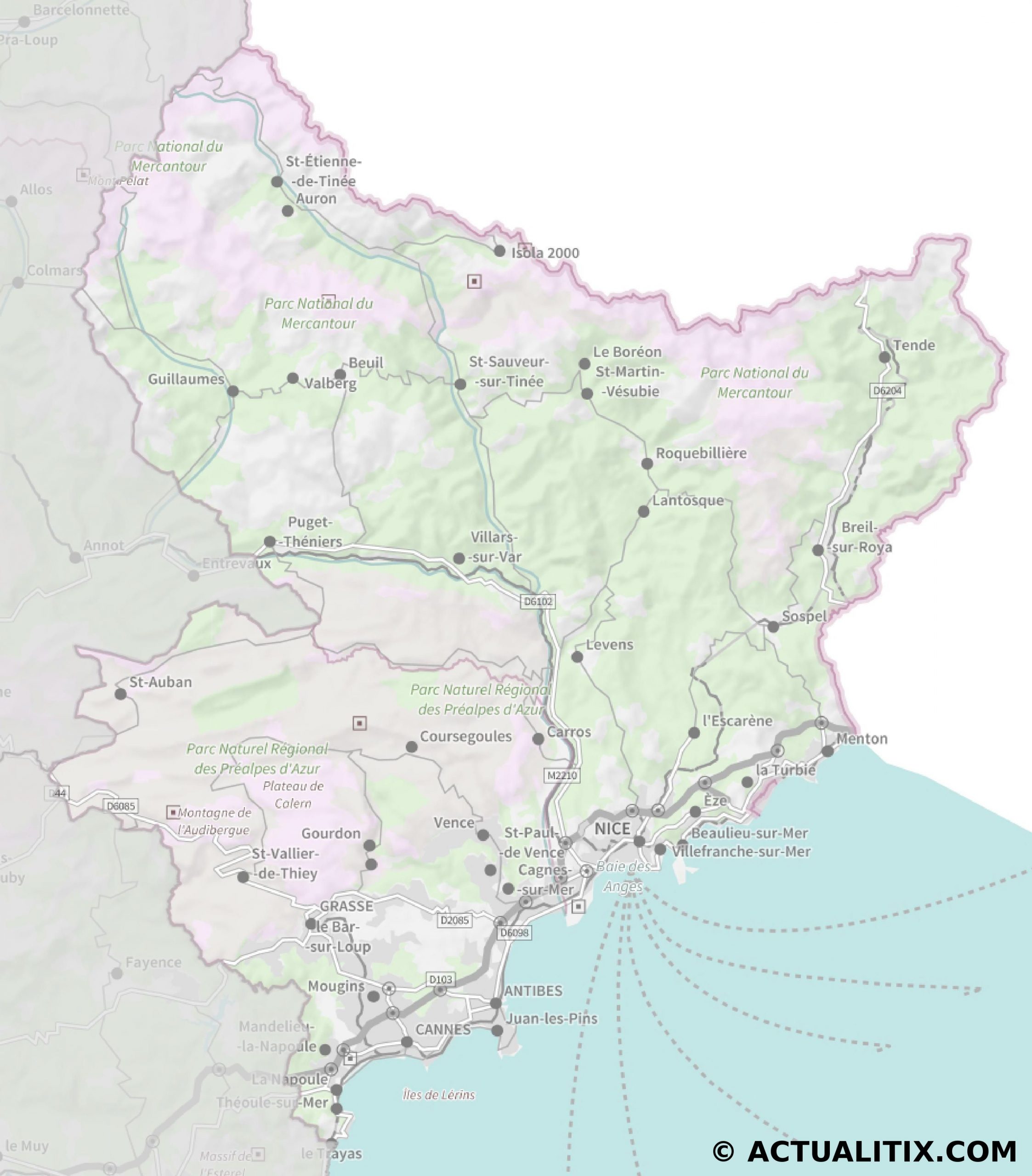 Carte Des Alpes-Maritimes - Cartes Et Plans Du Département intérieur Carte De France Avec Départements Et Préfectures 