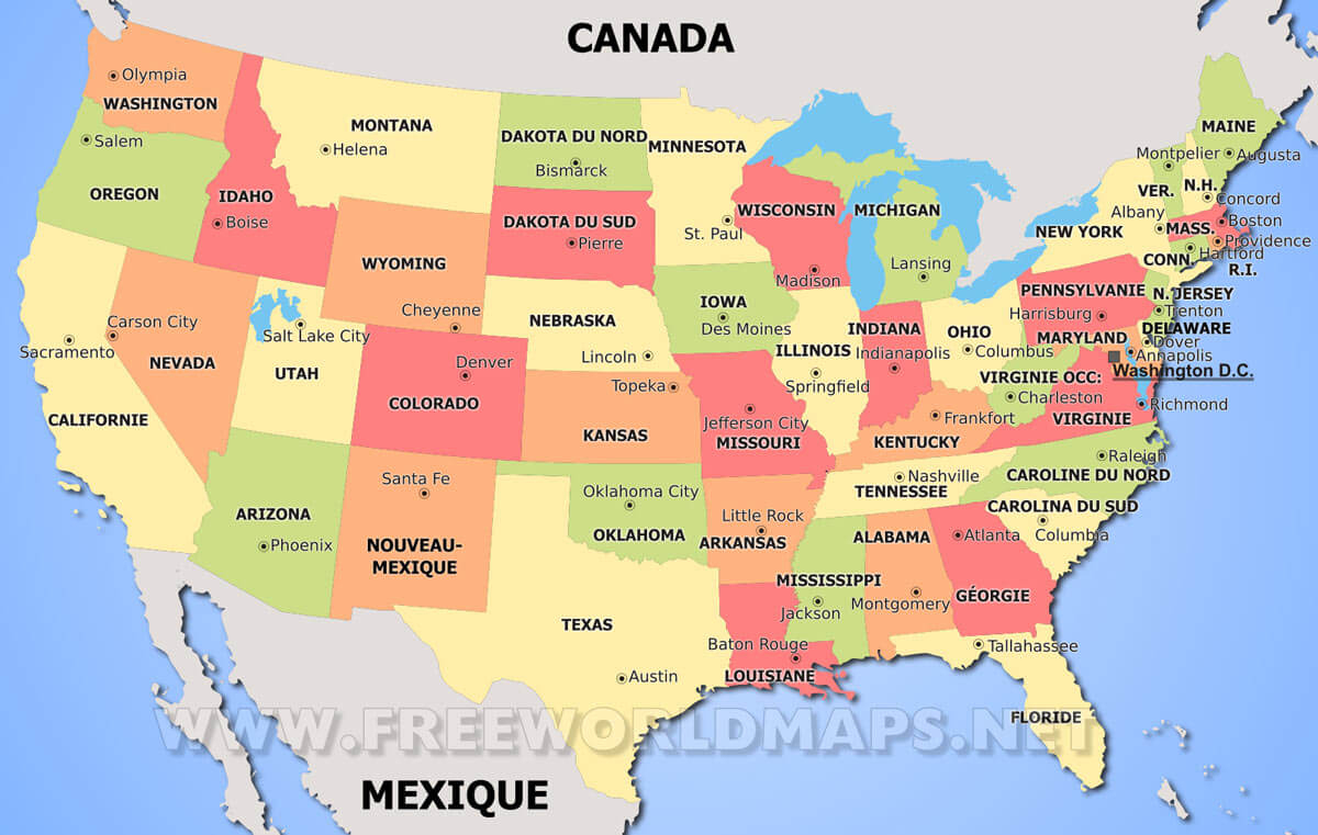 Carte Des États-Unis - Carte Des Usa avec Carte Etat Amerique