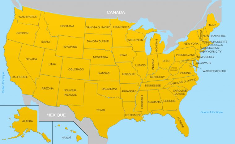 Carte Des Etats Unis – Carte Des Usa avec Carte Etat Amerique