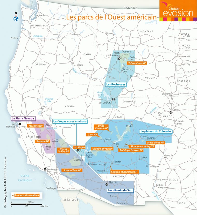 Carte Des Parcs Nationaux De L'ouest Américain | Le Blog Evasion intérieur Carte Etat Amerique