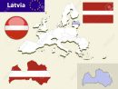 Carte Des Pays De L'union Européenne, Avec Chaque Sélectionnable Facile De  L'etat Et Modifiable. Lettonie. Glossy Button Lettonie Flag - De Vector pour Carte Des Pays De L Union Européenne