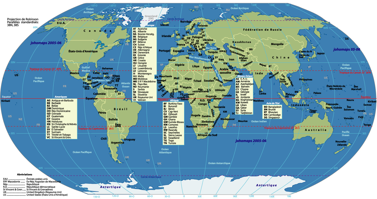 Carte Des Pays Du Monde - Johomaps encequiconcerne Carte Du Monde Avec Capitale 