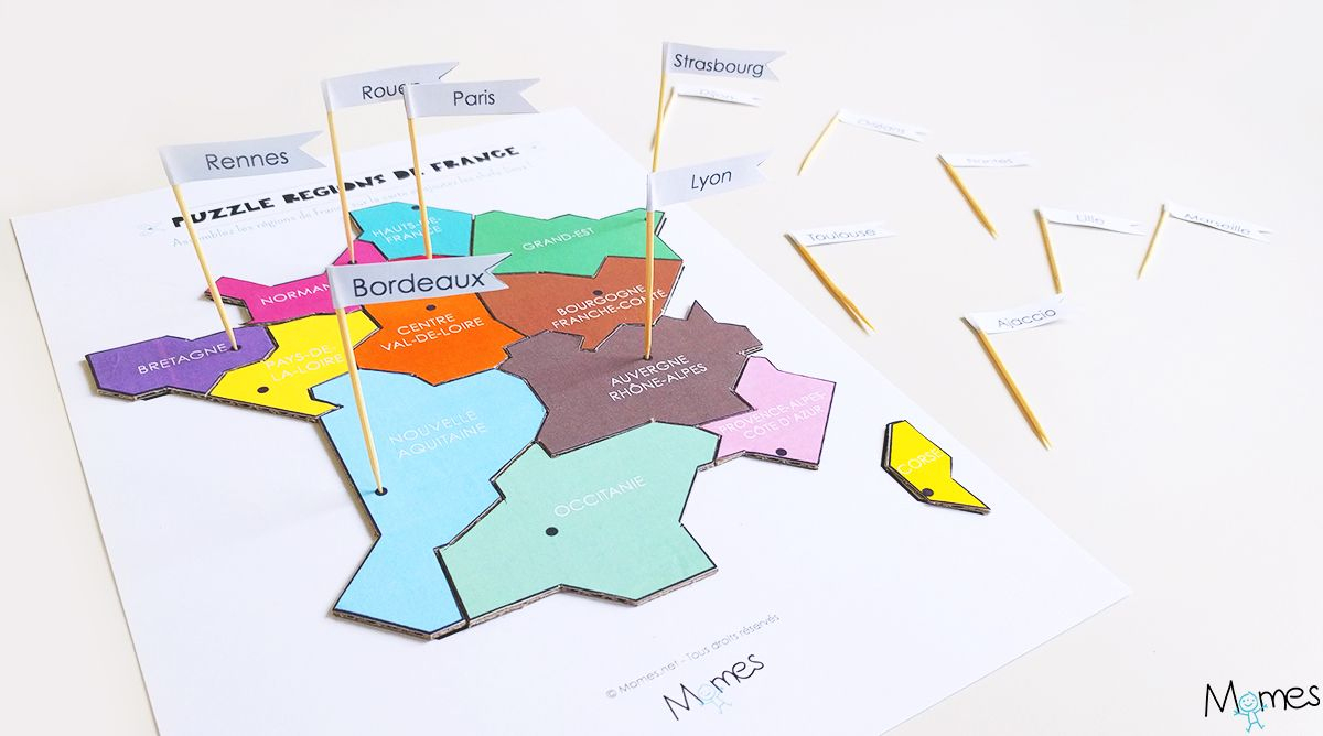 Carte Des Régions De France À Imprimer En Puzzle ! | Carte à Jeux Des Villes De France