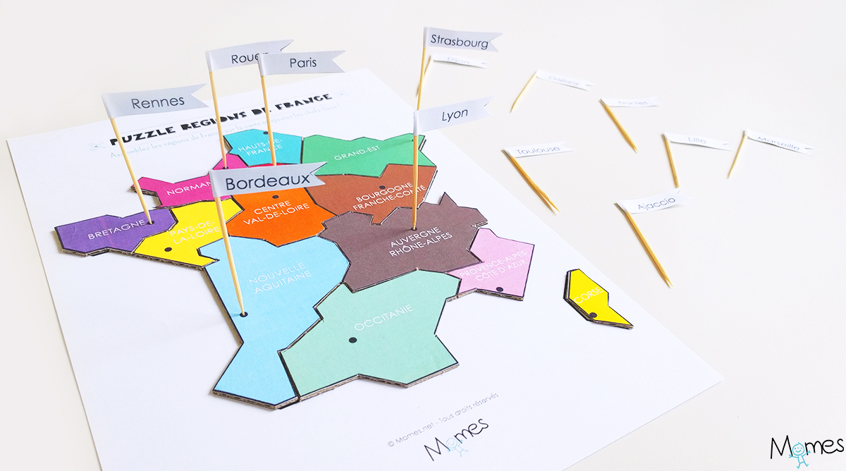Carte Des Régions De France À Imprimer En Puzzle ! - Momes destiné Apprendre Les Départements En S Amusant 