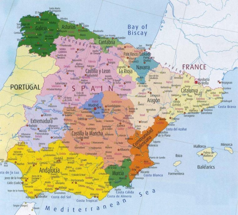 Carte Des Régions De L'espagne – Carte Détaillée De L serapportantà Carte De L Europe Détaillée