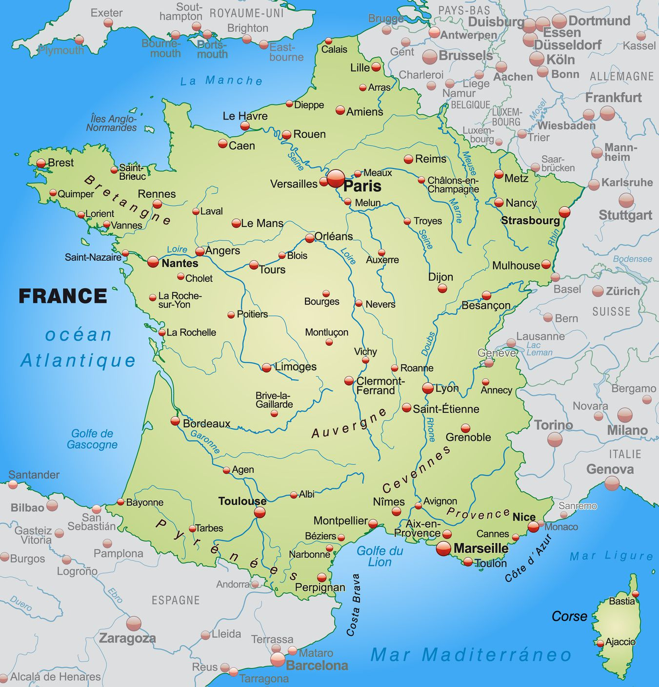 Carte Des Villes De France - Les Plus Grandes Villes Du Pays avec Carte De France Grande Ville
