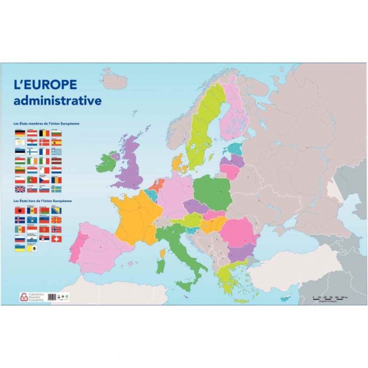 Carte D'europe Administrative120X80Cm intérieur Carte Géographique De L Europe