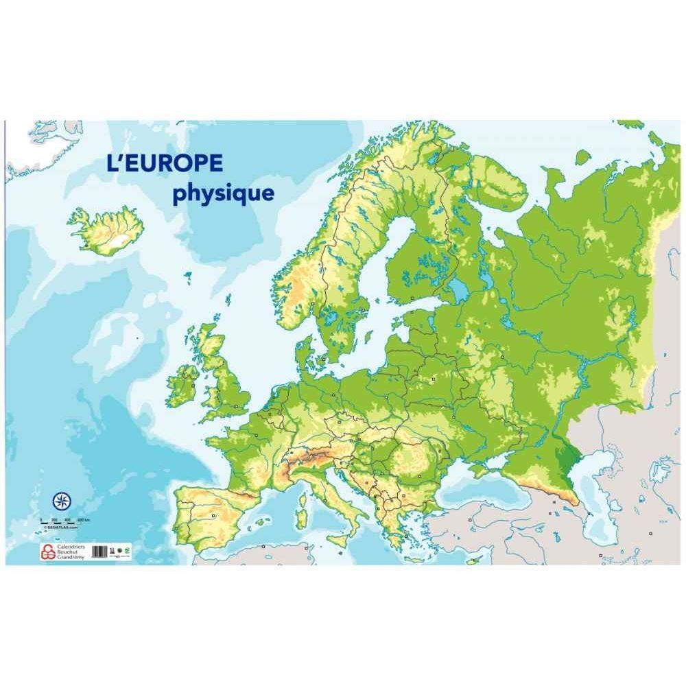 Carte D'europe Physique 120X80Cm dedans Carte Géographique Europe