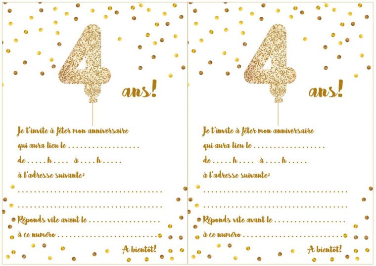 Carte D'invitation D'anniversaire 4 Ans à Jeux En Ligne Enfant 4 Ans