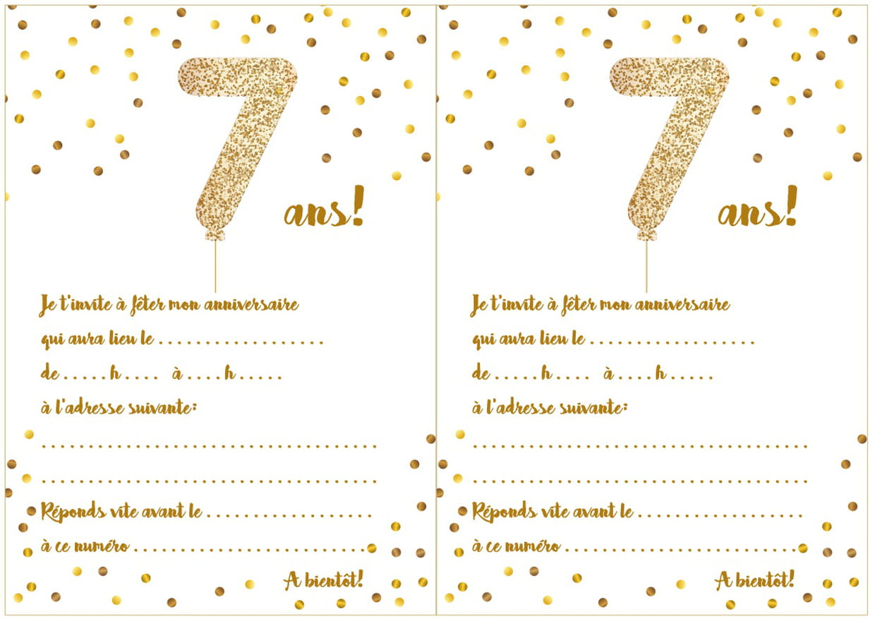 Carte D'invitation D'anniversaire 7 Ans serapportantà Jeux 7 Ans Gratuit