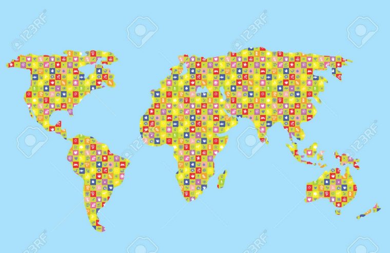 Carte Drôle De Monde Pour Les Enfants Avec Motif à Carte Du Monde Pour Enfant