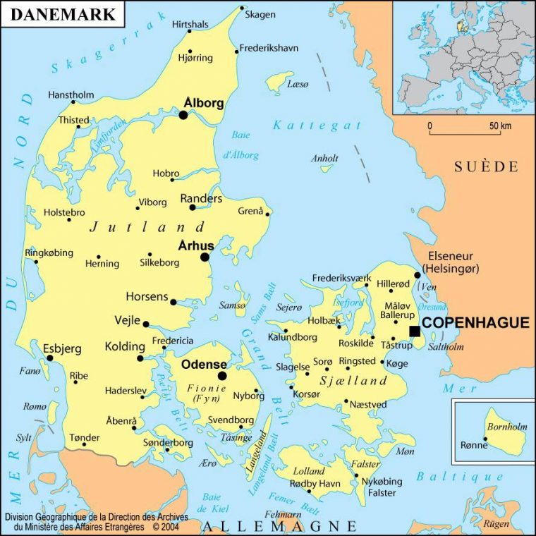 Carte Du Danemark – Cartes Du Reliefs, Des Villes tout Carte Europe Sans Nom Des Pays