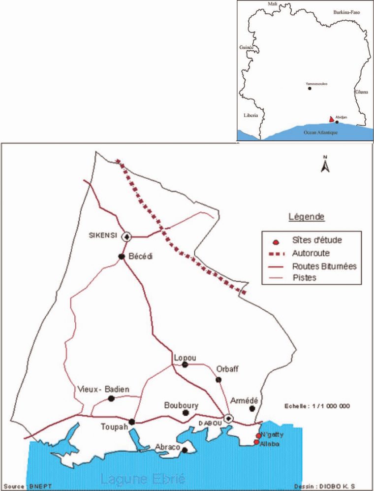 Carte Du Département De Dabou Avec La Localisation Des Sites intérieur Carte Avec Departement