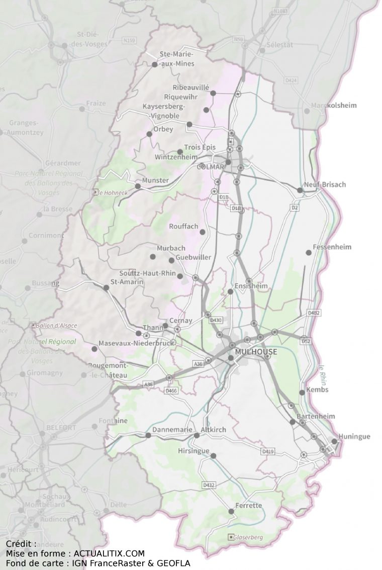 Carte Du Haut-Rhin – Haut-Rhin Carte Du Département 68 pour Carte Avec Departement