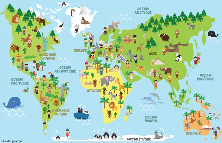 Carte Du Monde, Animaux, Monuments Et Enfants Des Différents dedans Cahier De Vacances Maternelle À Imprimer