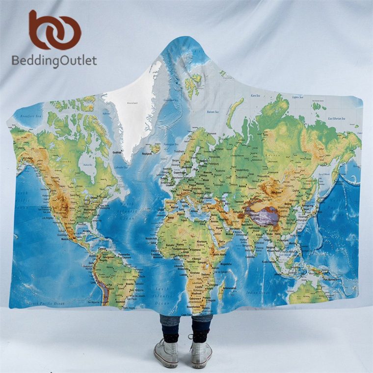 Carte Du Monde – Couverture À Capuchon – Microfibre Taille Pour Adultes Ou  Enfants. pour Carte Du Monde Pour Enfant