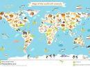 Carte Du Monde D'animaux Illustration Colorée De Vecteur De tout Carte Du Monde Enfant