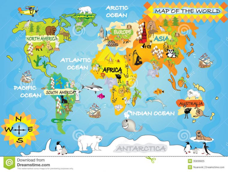 Carte Du Monde De L'enfant Illustration Stock. Illustration avec Carte Du Monde Pour Enfant