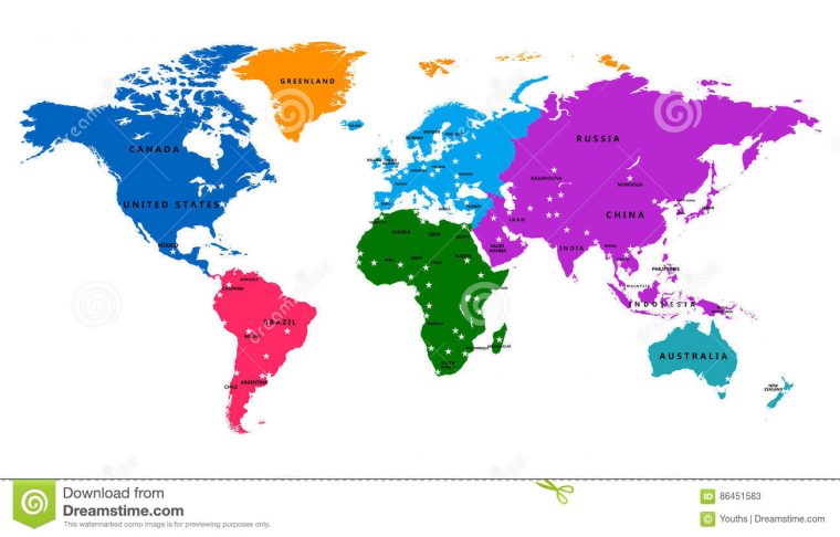 Carte Du Monde De Vecteur Avec Le Pays Et Le Capital serapportantà Carte D Europe Avec Pays Et Capitales