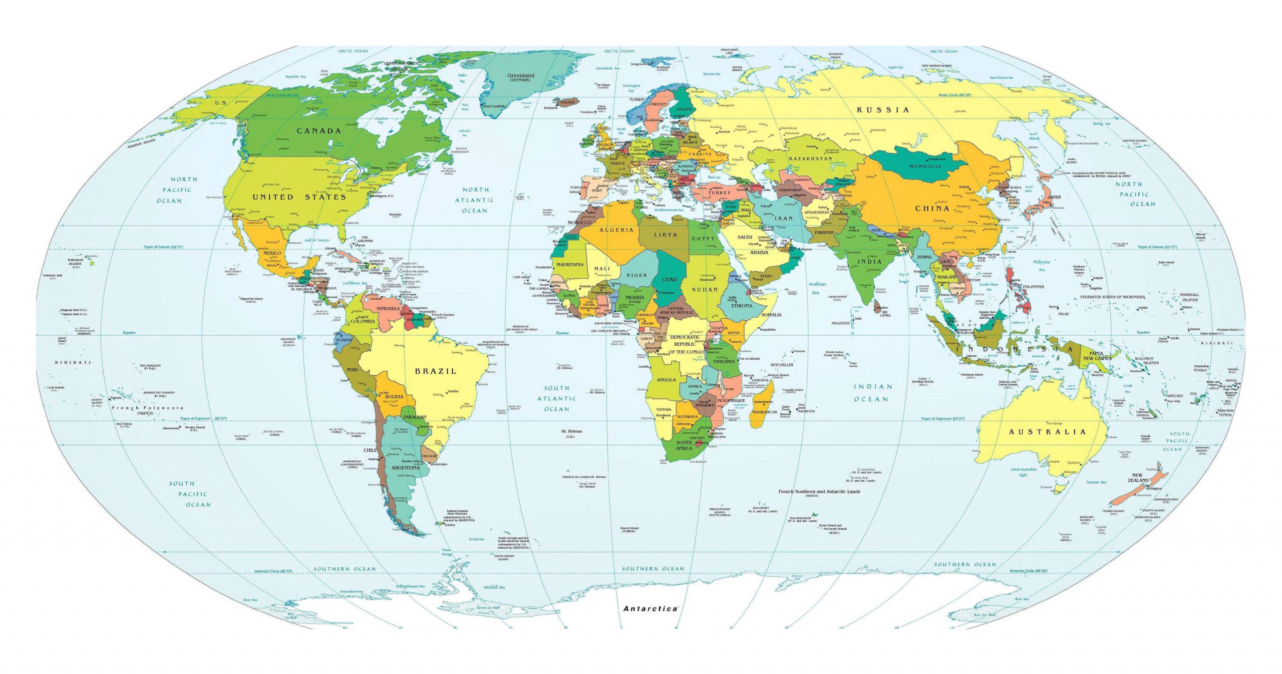 Carte Du Monde Détaillée Avec Pays Et Capitales - Comparatif tout Carte De L Europe Avec Capitales