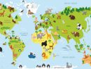 Carte Du Monde Drôle De Bande Dessinée Avec Des Animaux Traditionnels De  Tous Les Continents Et Les Océans. Vector Illustration Pour L'éducation Et à Carte Europe Enfant