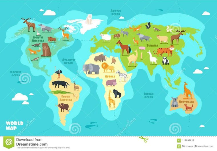 Carte Du Monde En Bande Dessinée Pour Enfants Géographie pour Carte Du Monde Pour Enfant