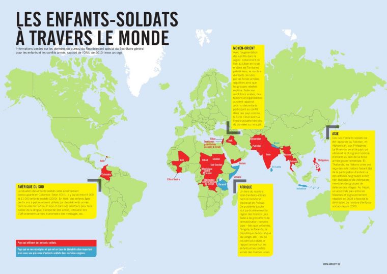 Carte Du Monde «Enfants Soldats» 2012 By Amnesty destiné Carte Du Monde Enfant