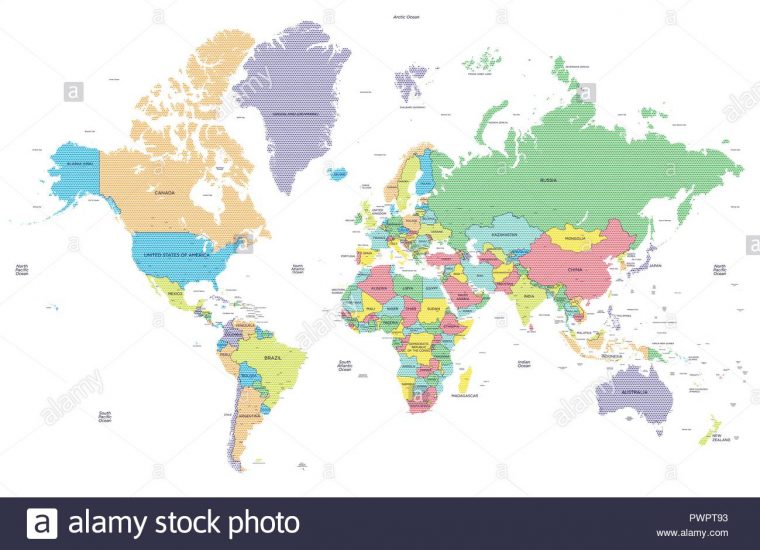 Carte Du Monde Politique En Pointillé Avec Les Capitales D concernant Carte Du Monde Avec Capitale