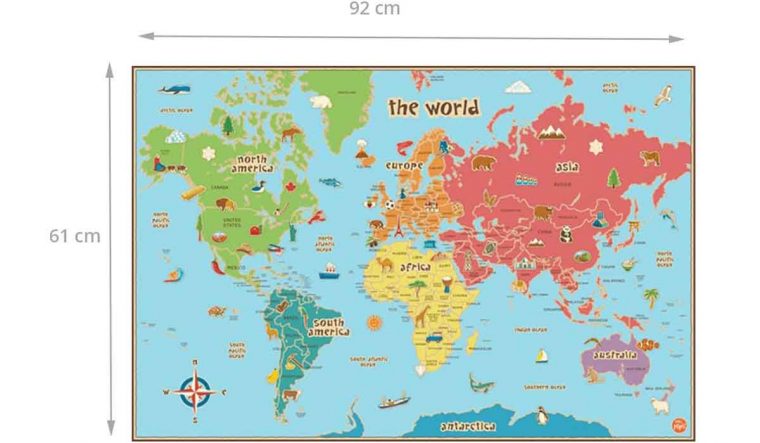 Carte Du Monde Pour Enfants Adhésive Repositionnable Et destiné Carte Europe Enfant