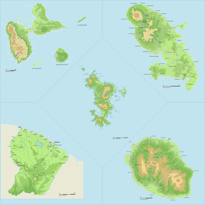 Carte Du Relief Des Départements D'outre-Mer dedans Département D Outre Mer Carte