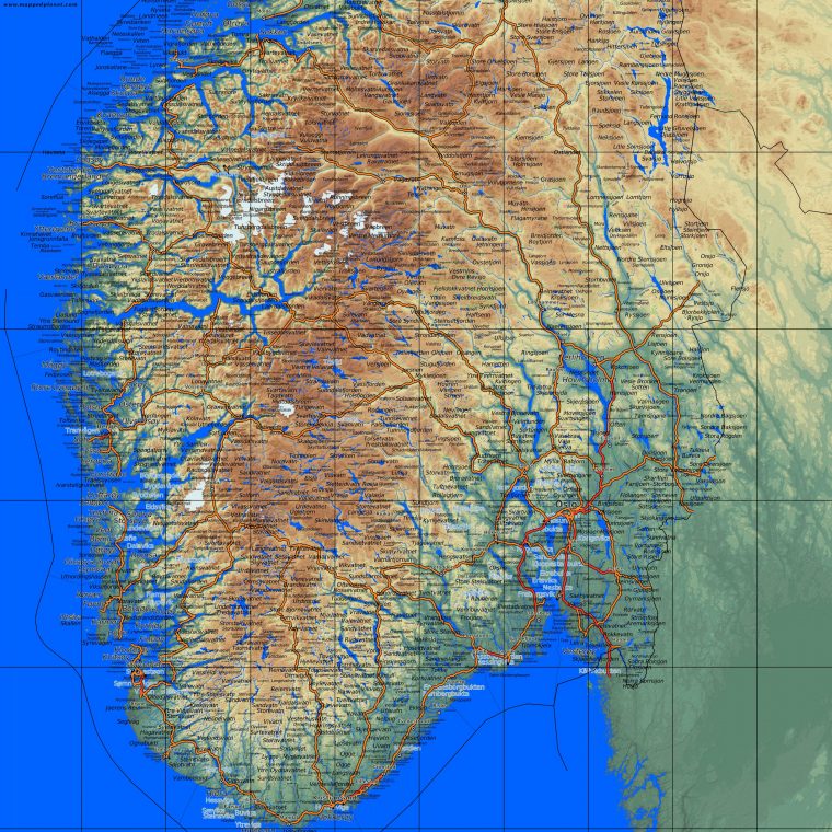 Carte Du Sud De La Norvège – Plan Détaillé Du Sud De La dedans Carte De L Europe Détaillée