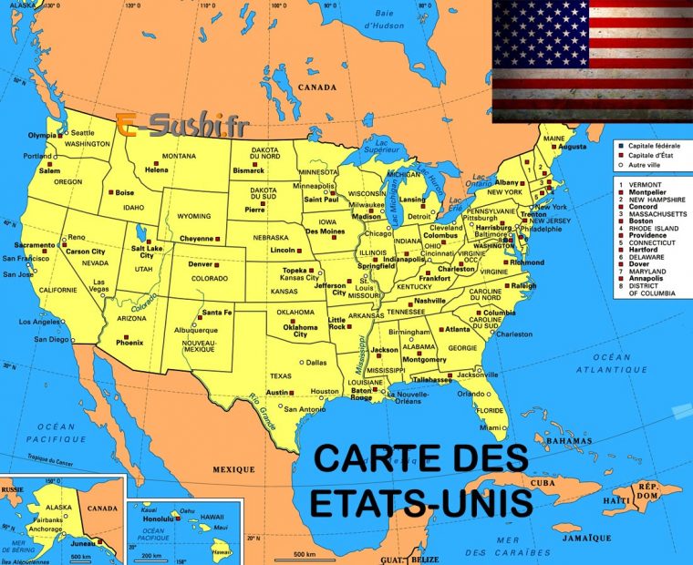 Carte Etats Unis Villes – Images – Arts Et Voyages pour Carte Etat Amerique