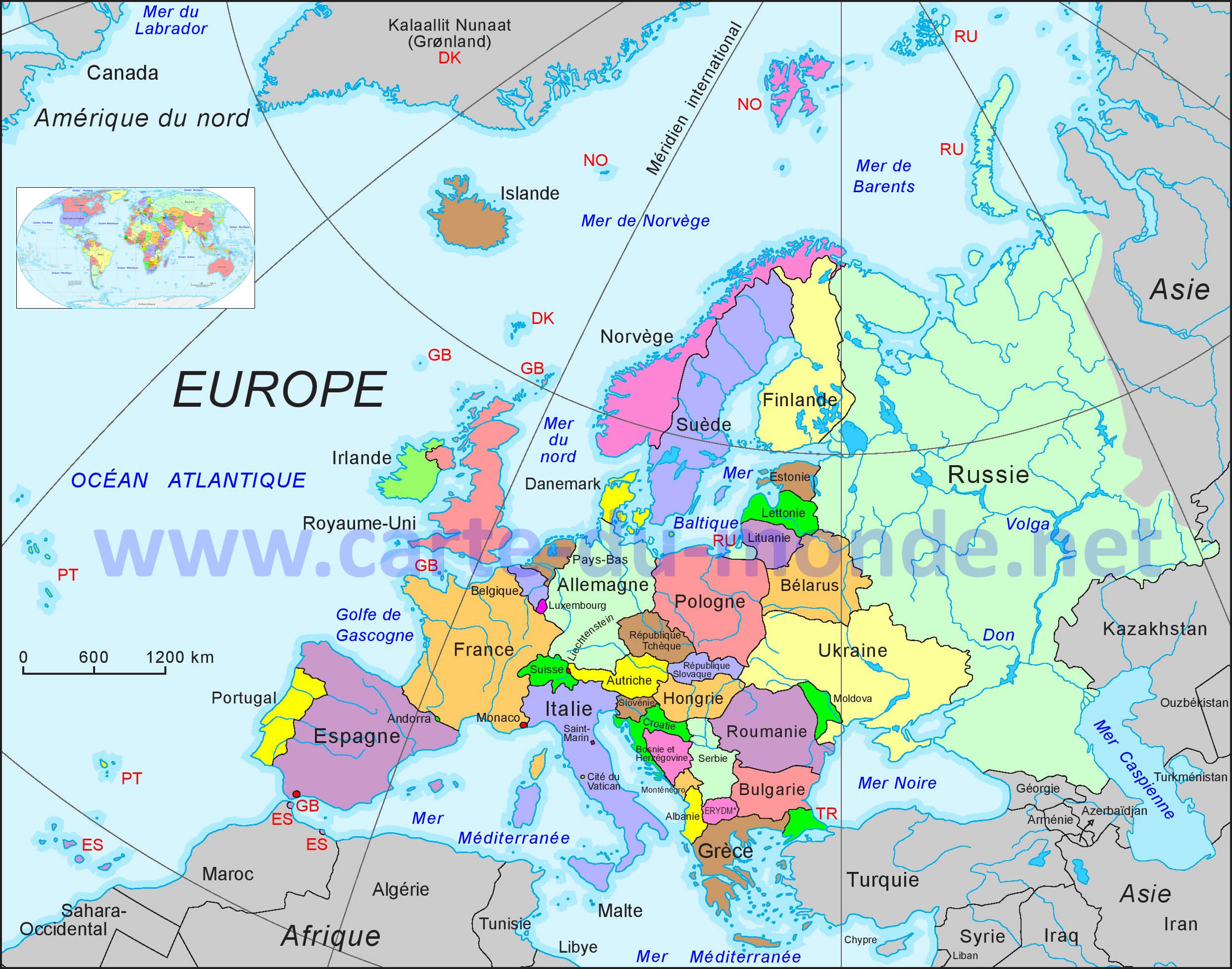 Carte Europe, Carte Du Monde dedans Carte Des Pays De L Europe 