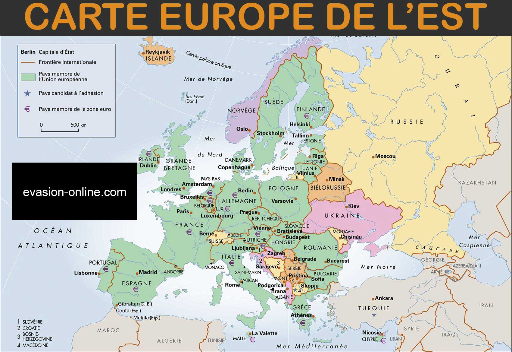 Carte Europe De L'est - Images » Vacances - Arts- Guides Voyages tout Carte De L Europe Avec Capitales