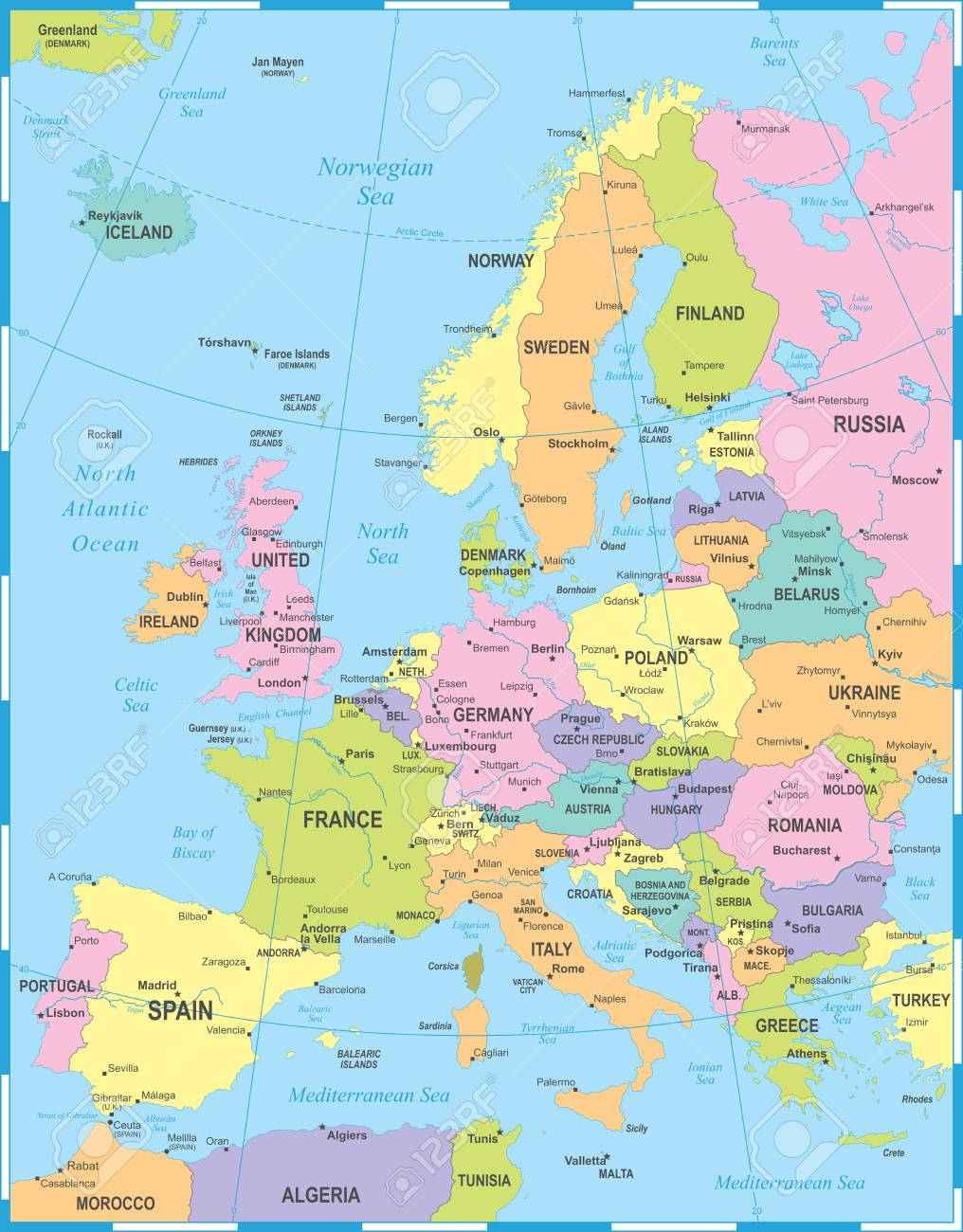 Carte Europe - Détaillée Illustration Vectorielle avec Carte De L Europe Détaillée
