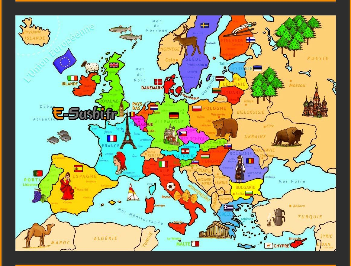 Carte Europe - Symboles Des Pays | Carte Europe, Géographie serapportantà Carte Des Pays D Europe